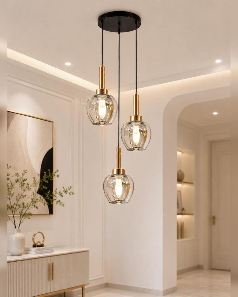 Three-light pendant 7082-3, smoke glass — Three-light pendants 7082-3